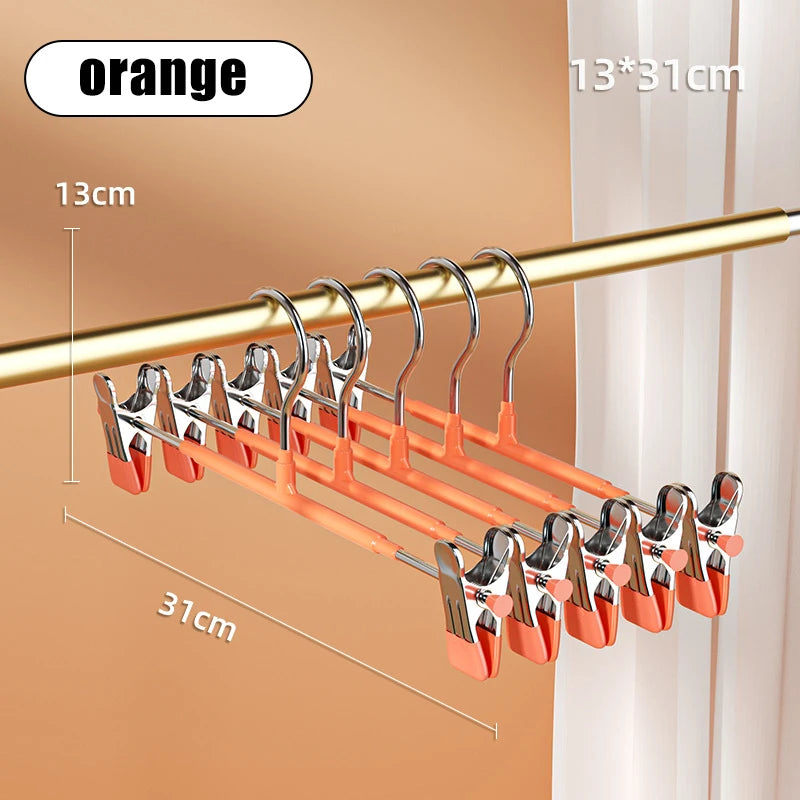 5-10pcs Clothes Rack With Adjustable Clip Anti-Slip Metal Windproof Clothes Hanger Pants Jacket Skirt Clip Closet organizer