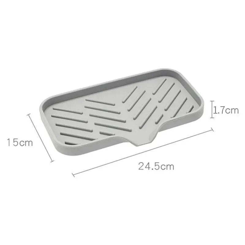 Sink Silicone Tray With drain Soap Sponge Storage Holder Countertop Sink Scrubber Brush Soap Storage Rack Kitchen Organizer Tray