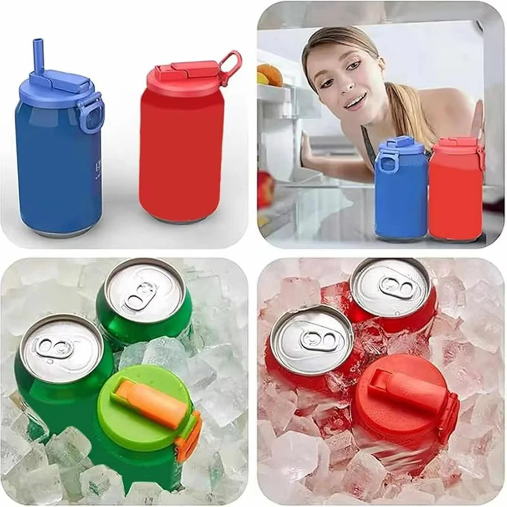 Silicone Straw Soda Can Lid Meets Beverage Reusable Silicone Soda Lid With Straws Bpa-free Covers Beverage Cans For Picnics