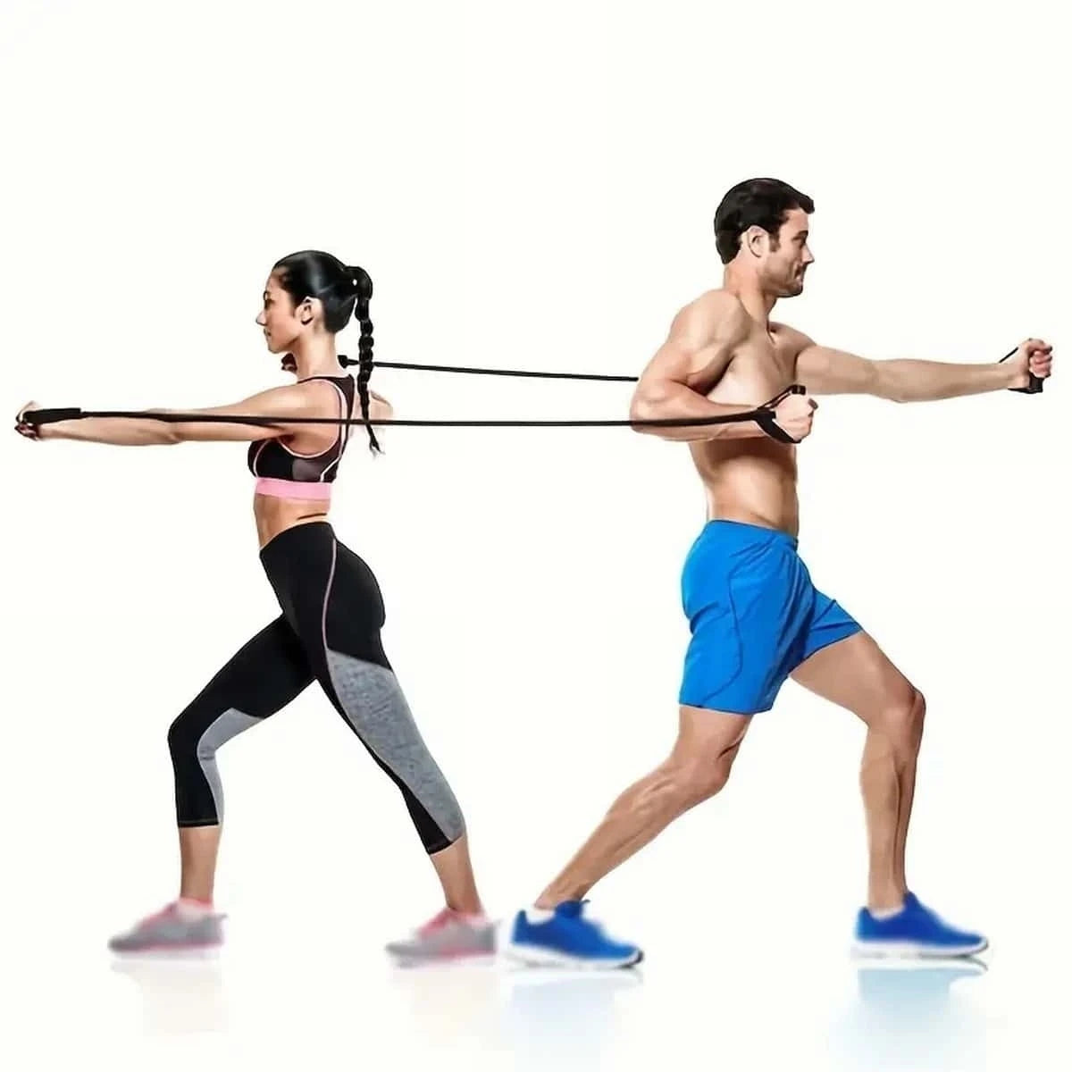 1pc 5 Levels Resistance Bands (suitable Beginner) With Handles Yoga Pull Rope Elastic Fitness Exercise Tube Band For Home Workou