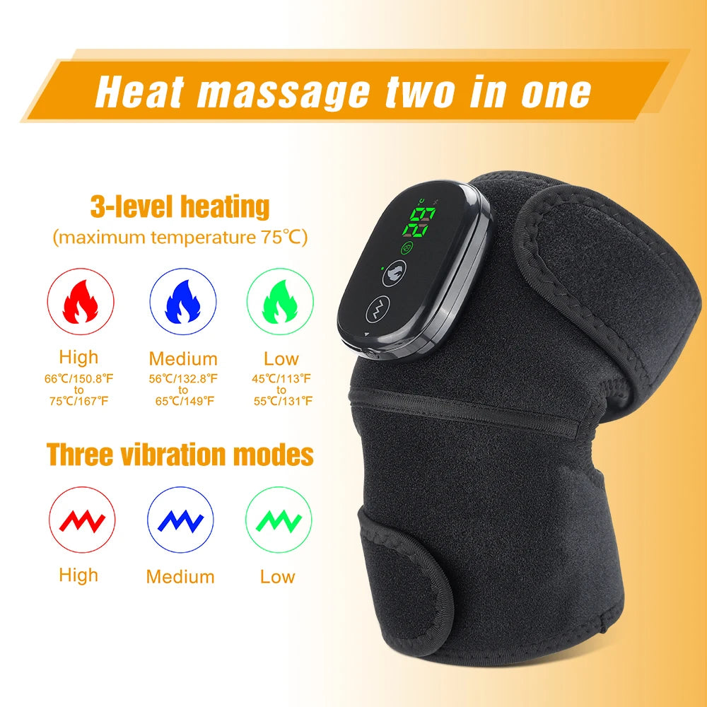 3 in 1 Electric Heating Massage Belt Knee Shoulder Vibrator Hot Compress Joint Physiotherapy Support Brace Arthritis Pain Relief