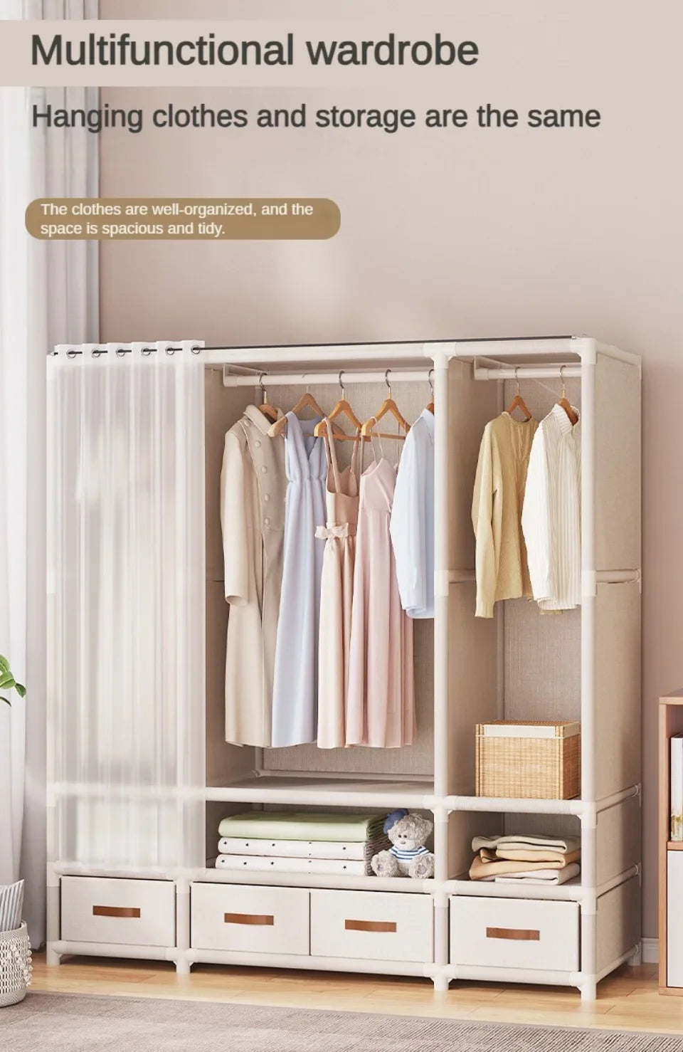 Simple Floor-Standing Wardrobes Home Large Capacity Durable Clothes Cabinet Dustproof And Economical Wardrobe Bedroom Furniture