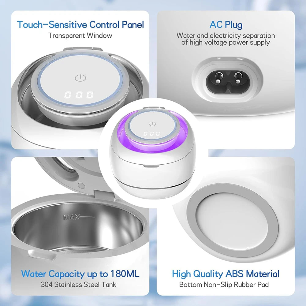 Ultrasonic Cleaner For Retainers Dentures Jewelry Cleaning Machine Mini Portable UV Ultrasonic False Teeth Retainer Cleaner