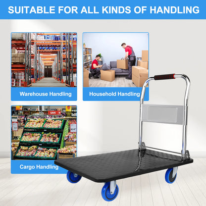 Portable Folding Cart Trolley 1000LBS Luggage Cart Heavy Duty Shopping Cart Hand Truck Dolly Cart with Wheels