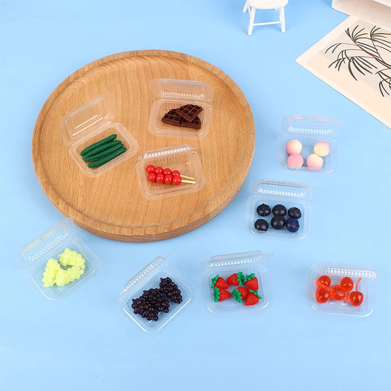 1Set Mini Fruit Model With Box Miniature Simulation Dolls House Furniture Model DIY Accessories Home Ornament Toy