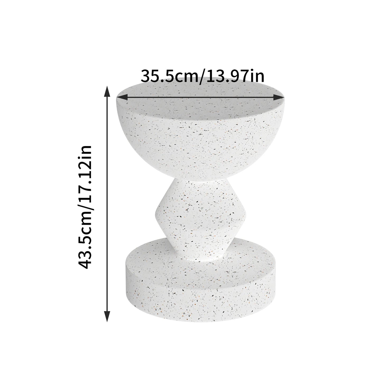 Outdoor Concrete Side Table 43CM Tall Accent End Table Garden Stool for Living Room, and Patio