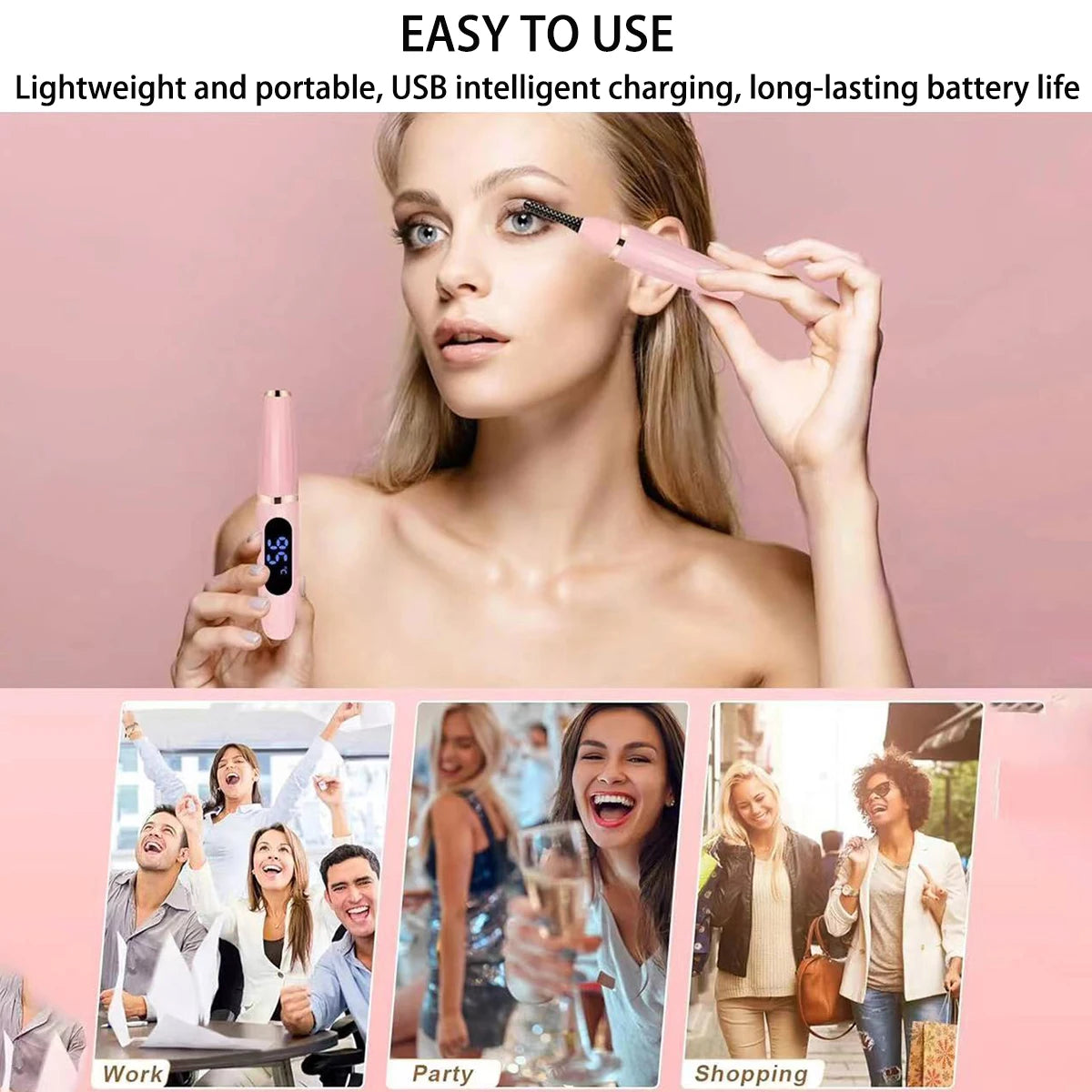 Electric Eyelash Curler Professional Fast Heating Eyelashes Curling Natural Eyelash Comb Portable Lash Long Lasting Makeup Tool