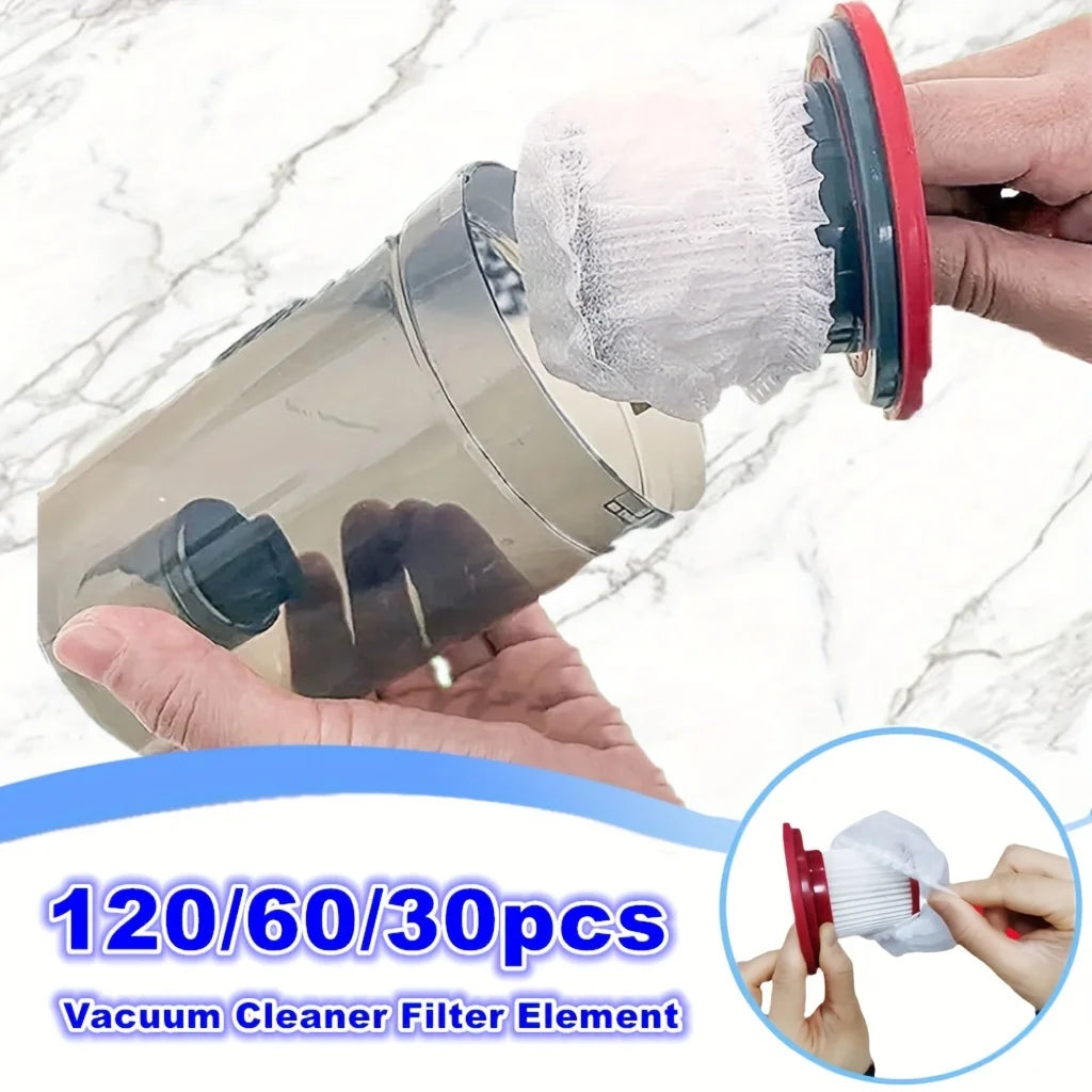 120/60/30pcs Disposable Vacuum Cleaner Filter Element Protective Cover - Washable Non-woven Fabric for Handheld Vacuum Cleaner