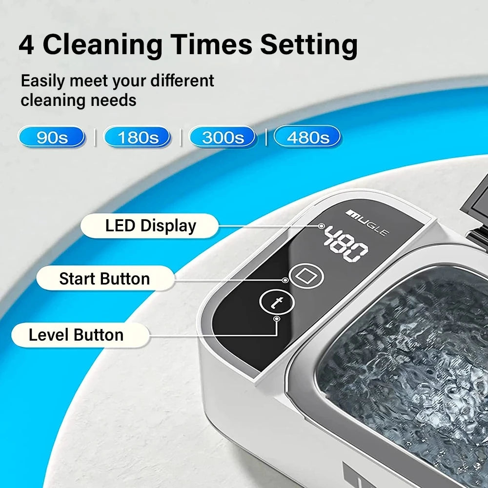 Xiaomi Ultrasonic Cleaning Box SUS304 Stainless Steel Timing LED Digital Display Touch Key Household Mini Jewel Glasses Cleaners