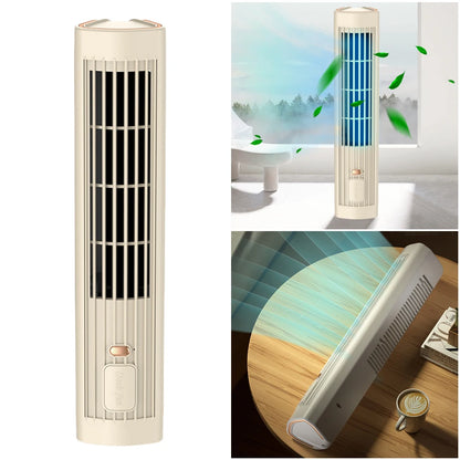 Tower Fan USB Charging Portable Air Conditioner 1200mAh Electric Vertical Fan Wireless Desk Fan for Home Bedroom