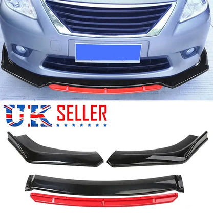 Universal Gloss Black Car Front Bumper Protector Lip Body Spoiler Splitter Kit