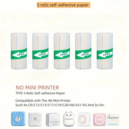 57x25mm Mini Printer Paper Thermal Label Sticker Color Photo White Self-Adhesive Paper For Mini Portable Pocket Mobile Printer