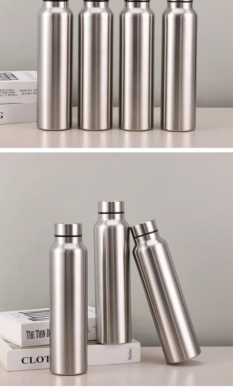 High Quality 1000ml Stainless Steel Sport Water Bottle Single-layer Rugged Water Cup Metal Flask Drinkware Camping Sports Gym