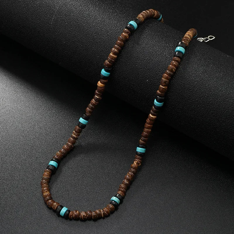 Vintage Coconut Shell Turquoise Chains Necklaces for Women Men's Surfing Choker Luxury Holiday Jewelry Collares