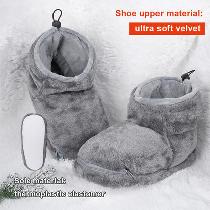 USB Heater Foot Shoes Winter Warm Snow Boots Comfortable Plush Warm Electric Slippers Foot Warmer Shoes for Women Men