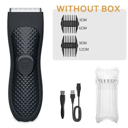 Body Hair Trimmer for Men Electric Groin Hair Trimmer Rechargeable Balls Groomer Replaceable Ceramic Blade Head Waterproof