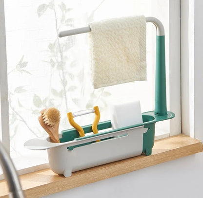 Telescopic Sink Shelf Kitchen Sinks Organizer Soap Sponge Holder Sink Drain Rack Storage Basket Kitchen Gadgets Accessories Tool