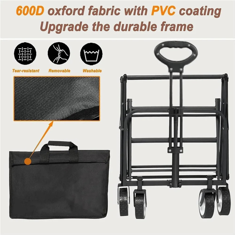 Outdoor foldable camping trolley pulling trolley heavy duty festival trolley beach car garden trolley shopping basket carrier