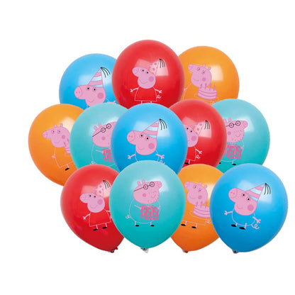 Peppa Pig Birthday Party Decoration Banner Cartoon George Page Balloons Paper Plates Disposable Tableware Decor Background