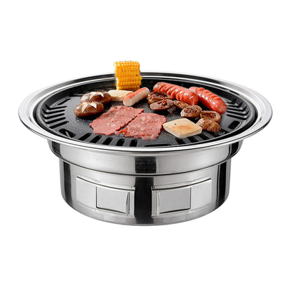 13Inch Korean BBQ Grill Multifunctional Charcoal Barbecue Grill Round Camping Grill Stove Tabletop Smoker Grill Grilled Net&Tray