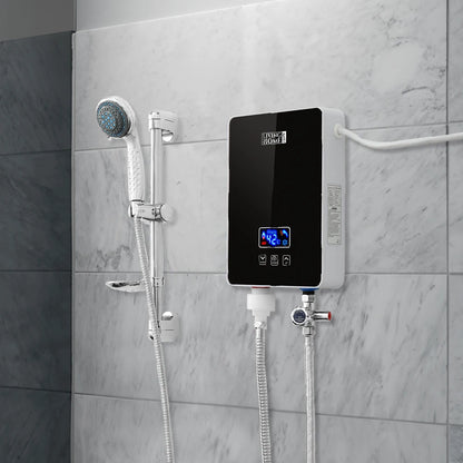 KOMORE 6kW 220V Tankless Electric Water Heater with Shower Head Digital Temperature Display  for Kitchen Bathroom Shower