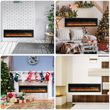 KOMORE Electric Fireplace with Adjustable Flames, Wall Mounted or Freestanding 12 Temperatures Timing Function 40&50&60 inch