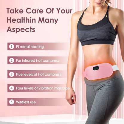 Uterine Warm Belt Multi-functional Hot Compress Vibration Massage Menstrual Pain Relieve Abdomen and Waist USB Charging