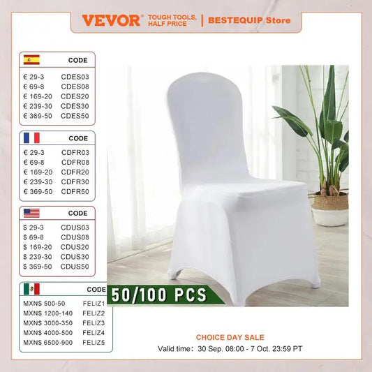 VEVOR 12/30/50/100Pcs Wedding Chair Cover Spandex Stretch Slipcover for Restaurant Banquet Hotel Dining Party White Chair Cover