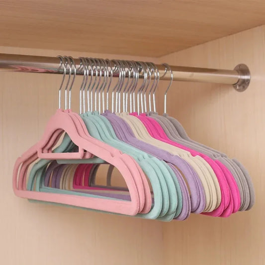 5/10/20pcs Clothes Coat Velvet Hangers Non Slip Luxury Flocked Trouser Skirt Storage Hook Hanger Closet Clothes Hangers