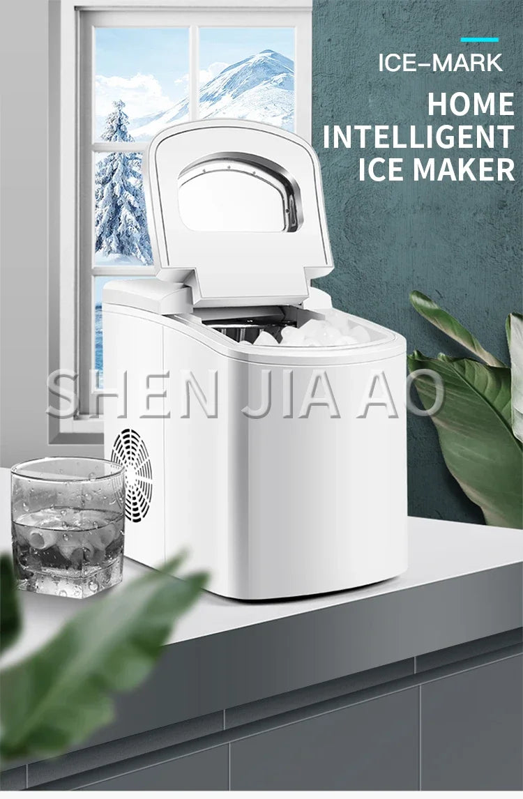 15kg Automatic Small Round Ice Maker Commercial Household Milk Tea Shop Bar Desktop Portable Ice Cube Making Machine