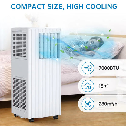 Portable Air Conditioner 7000 BTUs 3 In1 Air Conditioner, Dehumidifier 36L/Day, Cooler, Fan with 2 Speeds, Digital Display