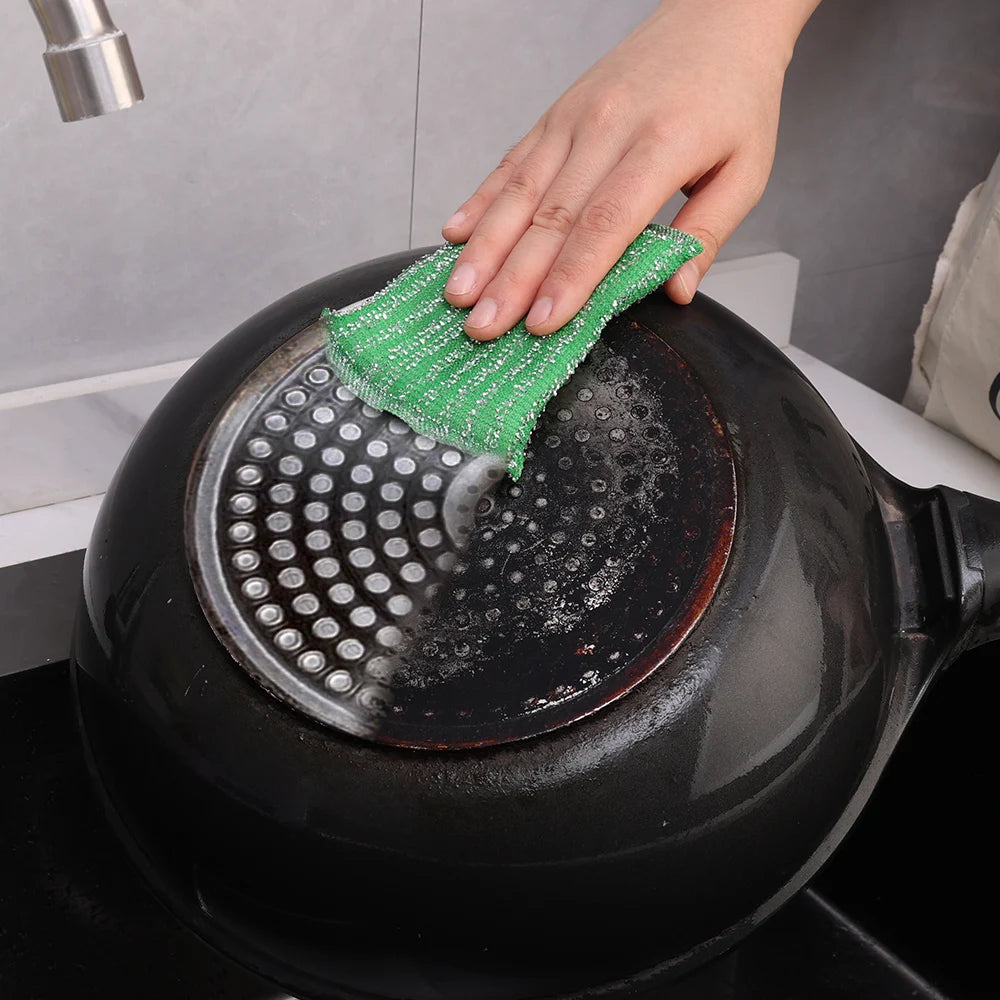 4-48Pcs Steel Wire Sponge Scrubbers Home Kitchen Cleaning Pads Dishes Pots Pans Oil and Stain Removal Household Rags Sponge Wipe