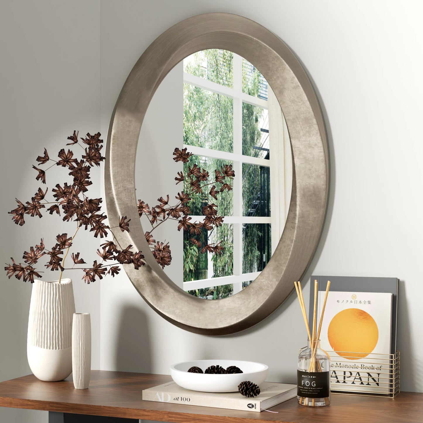 Oval Wall Mirror Beveled Edge Beautiful Curve Frame Accent Mirrors Baroque Gold Bathroom Mirror Vanity Mirror