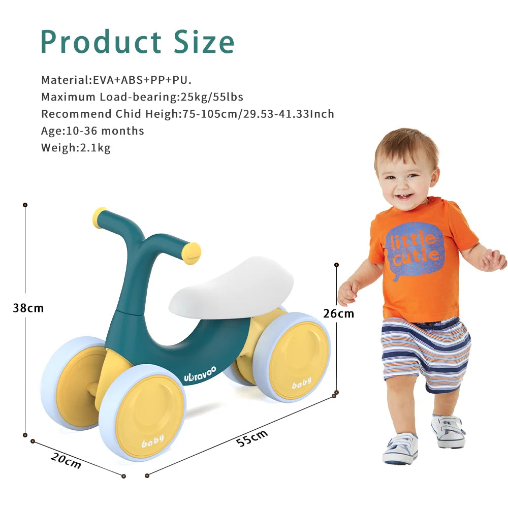 UBRAVOO Baby Sliding Walker Children‘s Balance Bike Without Pedals, Steering Limit  Prevent Rollover,10-36 months,UBR-001