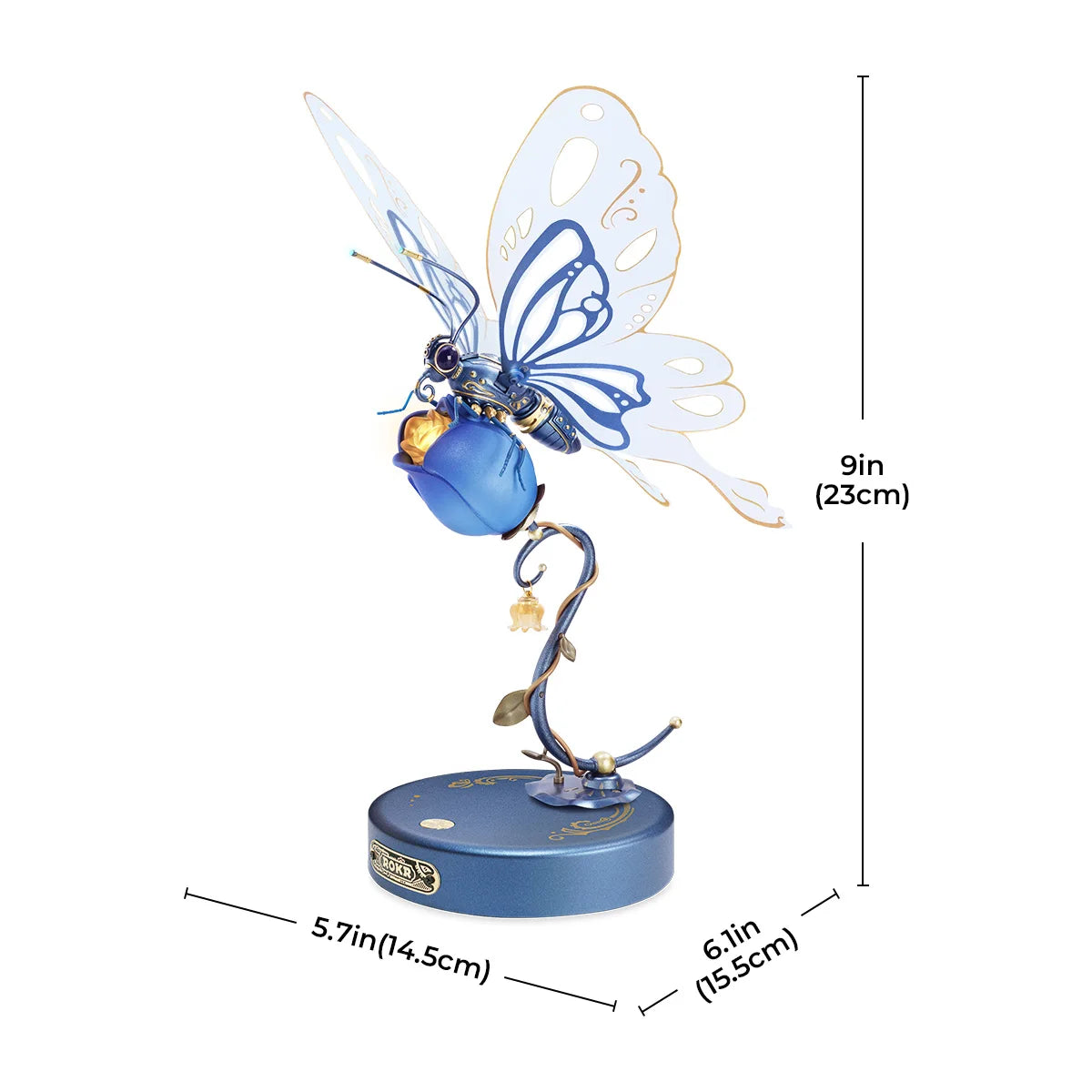 Robotime ROKR Butterfly DIY Mechanical 3D Puzzle Toys for Gifts Bionic Butterfly Wings Golden Lighting Rose Exquisite Texture