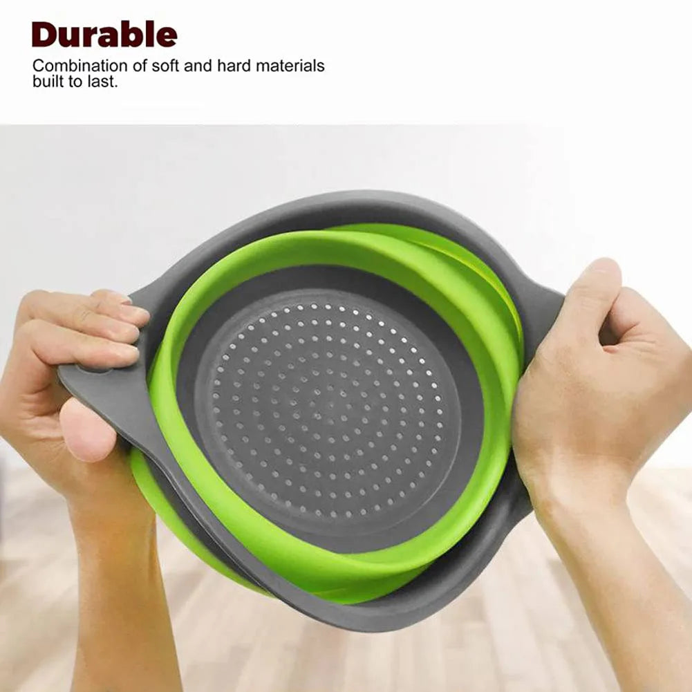 Silicone vegetable and fruit cleaning and drainage basket  cleaning basket Folding water filter net Kitchen Gadgets