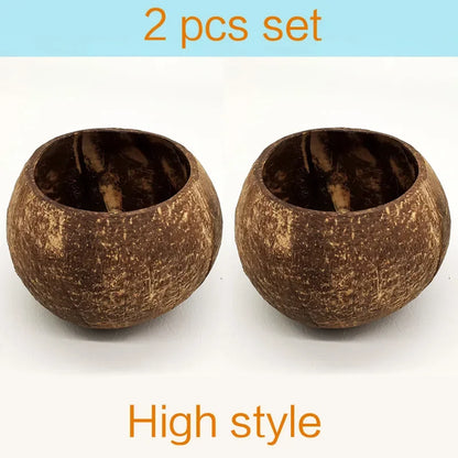 Trend Natural Coconut Bowl Set Spoon Fruit Salad Noodle Rice Bowl Wooden Creative Coconut Shell Smoothie Bowl Tableware Kitchen