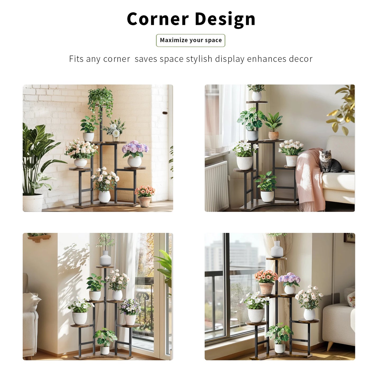 5 Tiered Tall Corner Plant Stand Multiple Potted Flower Holder Organizer Rack for Balcony Garden Planters