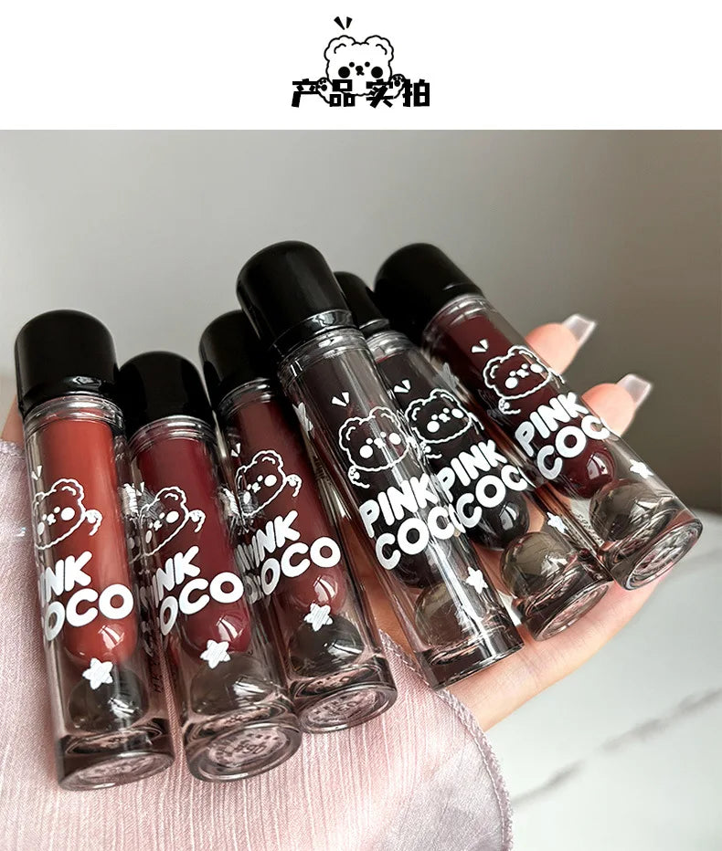 PINKCOCO Bear Dudu mirror lip glaze does not fade mirror water gloss lip gloss lipstick