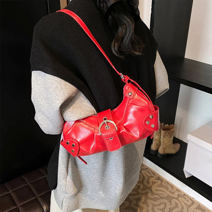 Y2K Red Bag Purse for Women Luxury Handbag Designer Shoulder Bags Girls Punk Clutch Purses Retro Top Handle Bag Women's Bag 2024