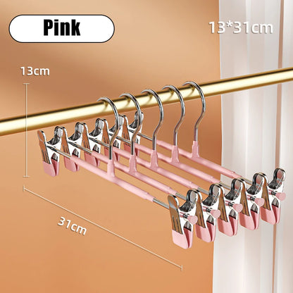 5-10pcs Clothes Rack With Adjustable Clip Anti-Slip Metal Windproof Clothes Hanger Pants Jacket Skirt Clip Closet organizer