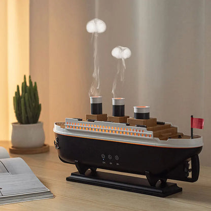 250ml Titanic Ship Model Decoration Air Humidifier Essential Oil Diffuser Jellyfish Smoke Ring Spray Aroma Diffuser For Home Off