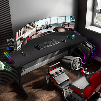 RGB Ergonomic Office Desk, Lift Table, Standing Workstation with Holder, Adjustable Height, Computer Desk, 160cm