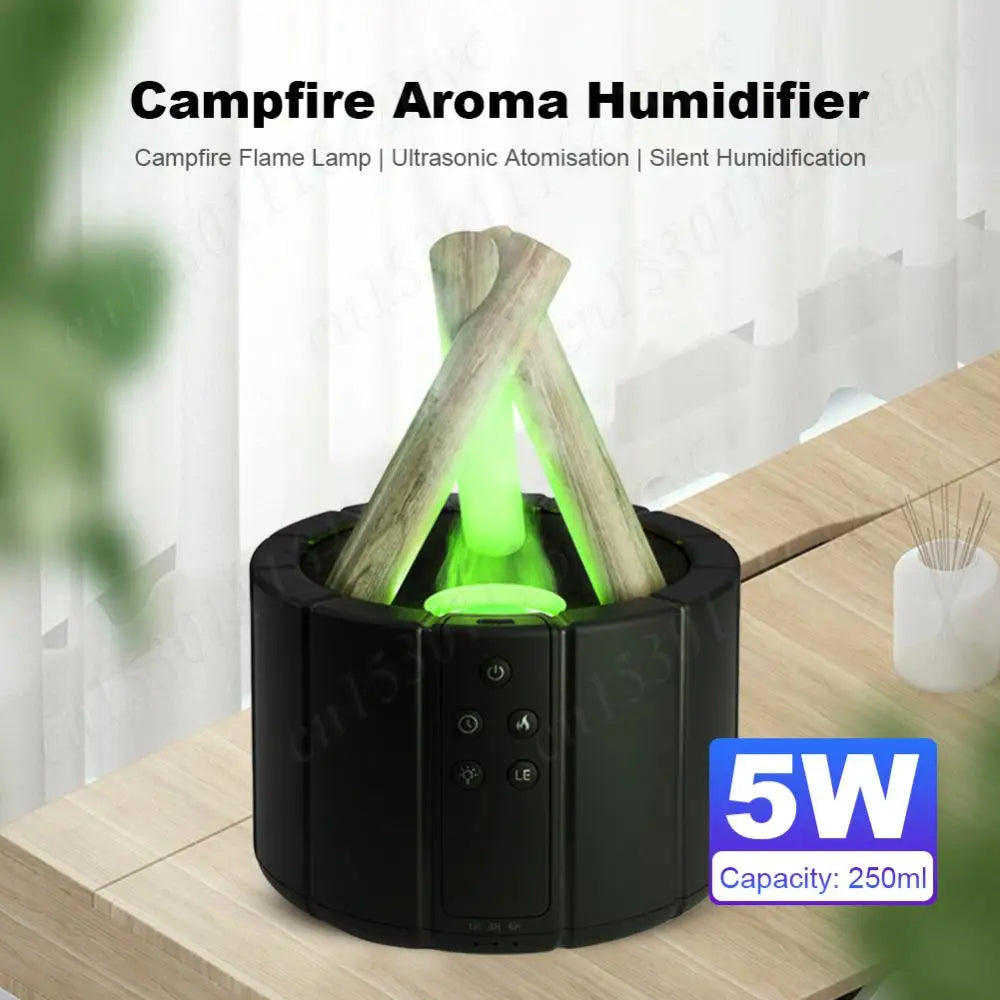 250ml Campfire Flame Aroma Diffuser Bonfire Air Humidifier Ultrasonic Cool Mist Maker Fogger Aromatherapy Essential Oil Diffuser