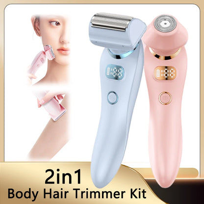 2 in 1 Waterproof Double Head Female Electric Epilator Body Hair Trimmer Kit Hair Removal Lady Shaver for Women