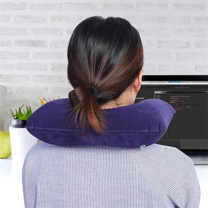 Portable U Shape Inflatable Travel Pillow Adjustable Travel Inflatable Neck Pillow Air Cushion for Airplanes Traveling JAF059