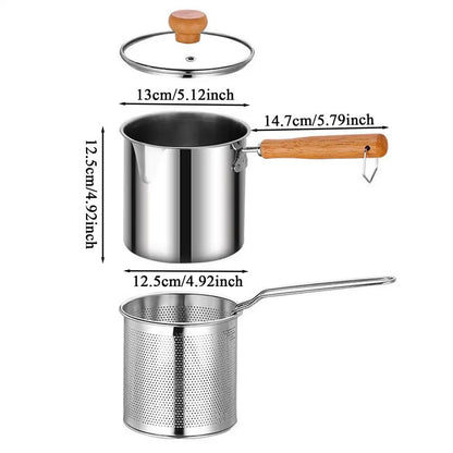 2 in 1Deep Frying Pot Kitchen Fryer With Strainer Stainless Steel Tempura Fryer Pan Fry Pot Chicken Fried Chicken Cooking Tools