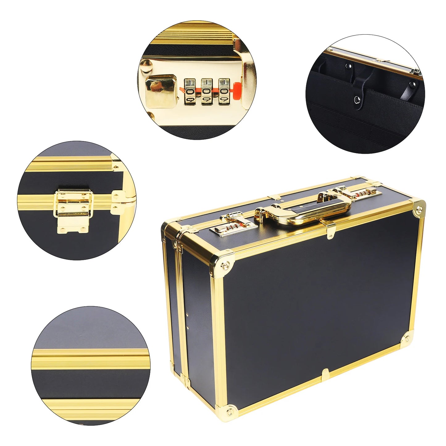 Large Hairdresser Case Gold Salon Beauty Barber Tool Kits Travel Carry Toolbox