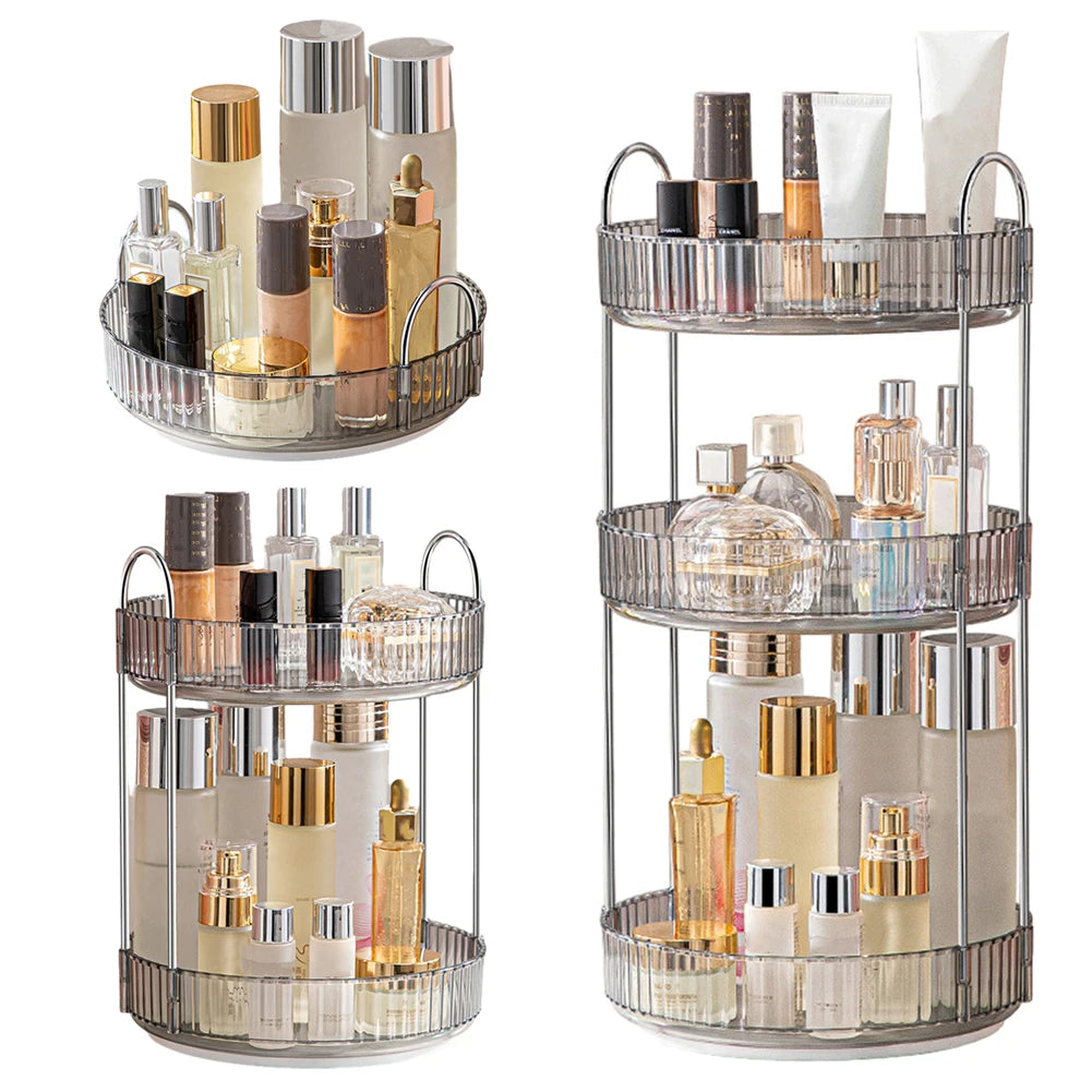 360 Rotating Makeup Organizer Large Capacity Multi-Layer Cosmetic Organizer Transparent for Living Room/Dressing Table/Bathroom