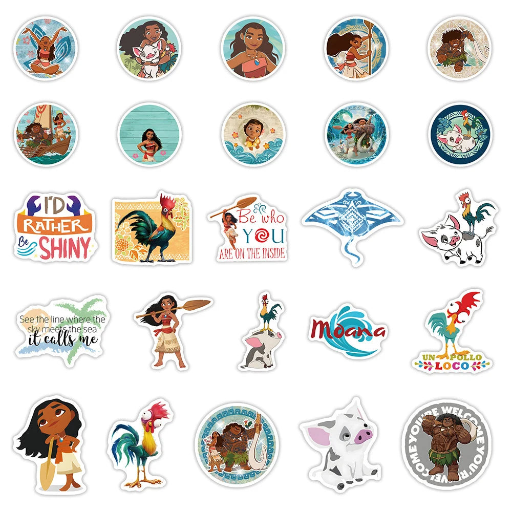 10/30/50pcs Disney Cartoon Moana Stickers Waterproof Decals Laptop Motorcycle Phone Notebook Decoration Anime Sticker Kids Toy